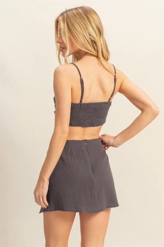 Image of HYFVE Ruched Bra Top and Mini Skirt Set | Queeble.shop
