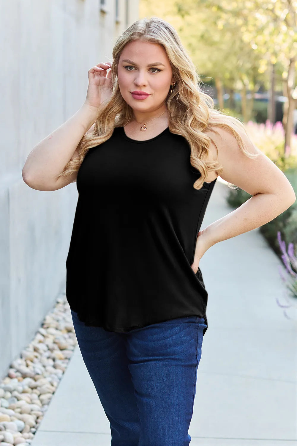 Image of Basic Bae Bamboo Full Size Round Neck Tank | Queeble.shop