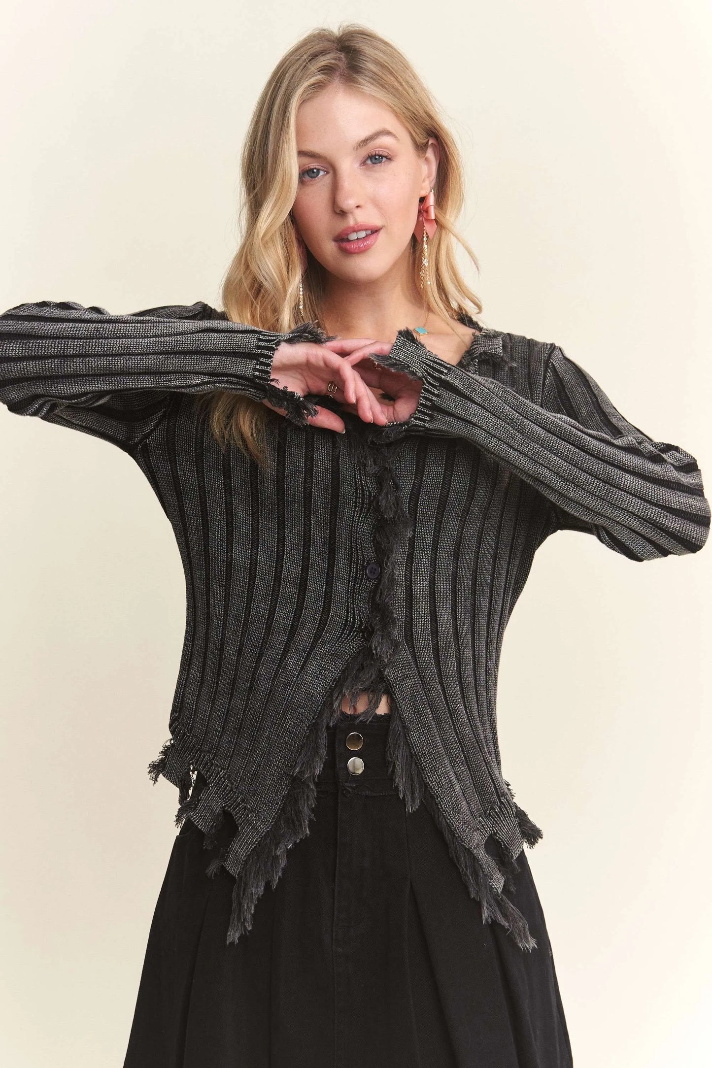 Image of ADORA Distressed Edge Washed Sweater | Queeble.shop