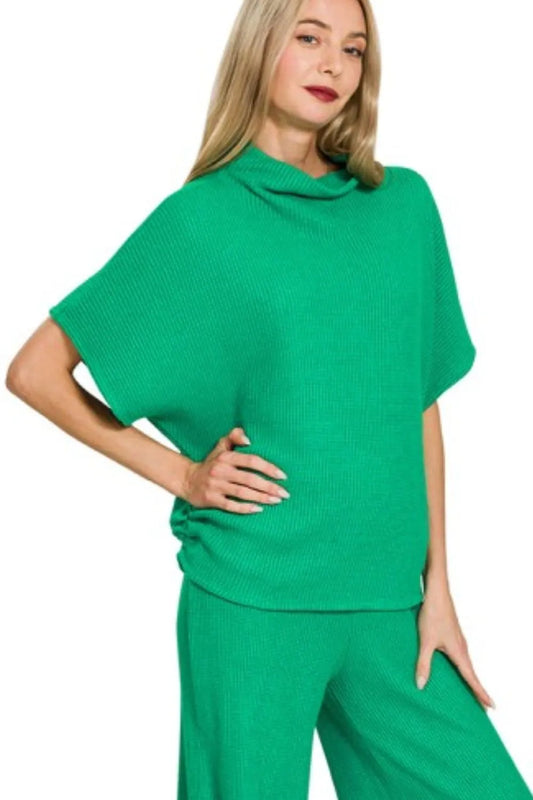 Image of Zenana Sweater Mock Neck Top & Long Pants Set | Queeble.shop