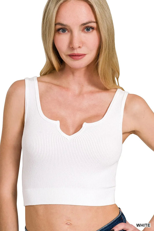 Image of Zenana Seamless Split Neck Bra Tank Top | Queeble.shop