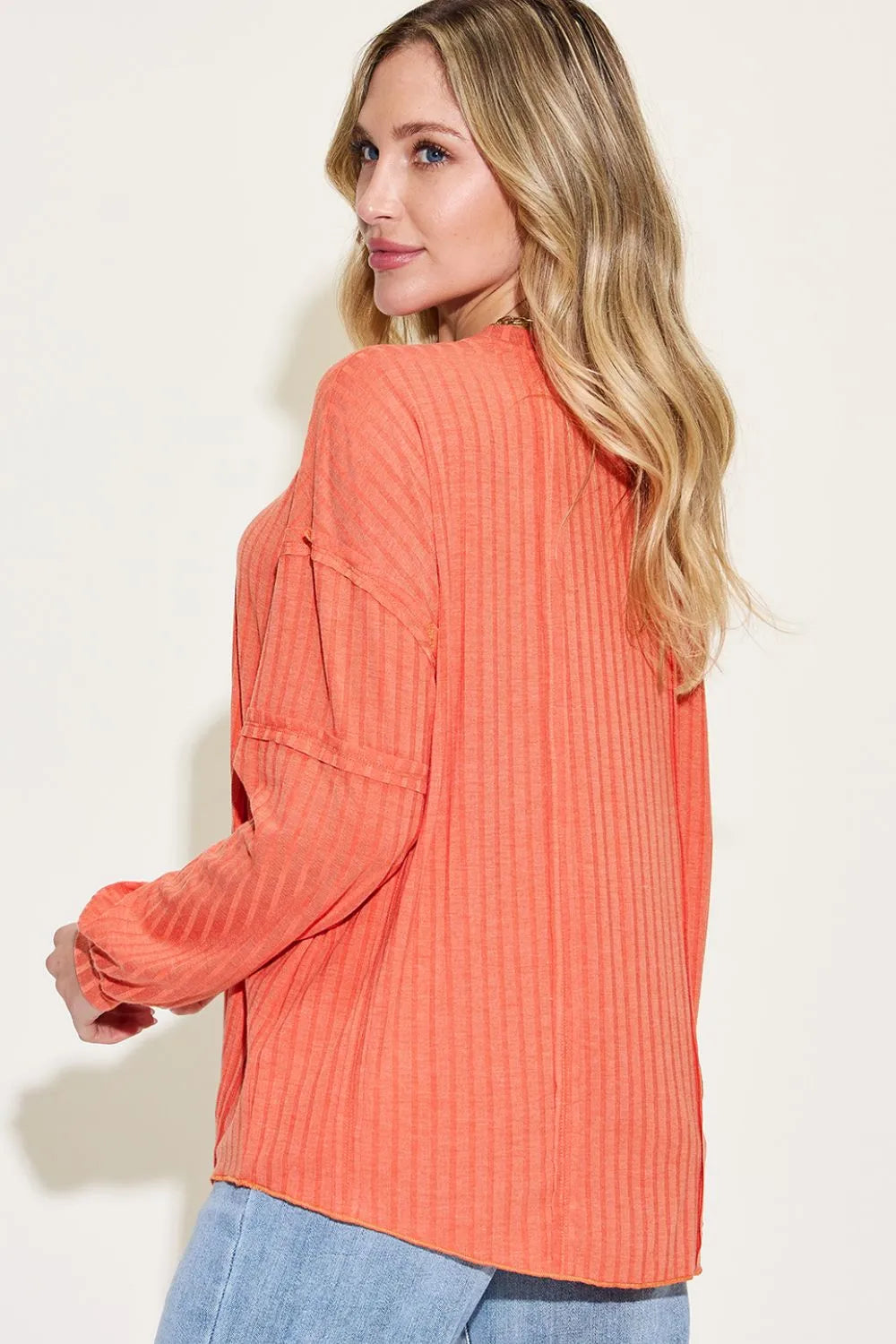 Image of Basic Bae Full Size Ribbed Round Neck Long Sleeve T-Shirt | Queeble.shop