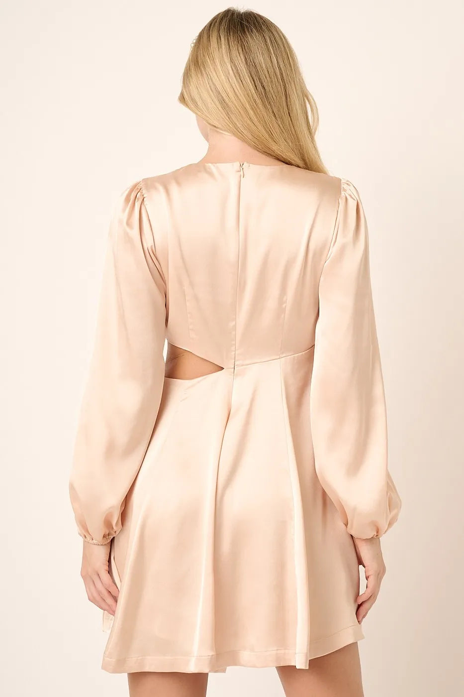 Image of Mittoshop Satin Side Cutout Detail Mini Dress | Queeble.shop