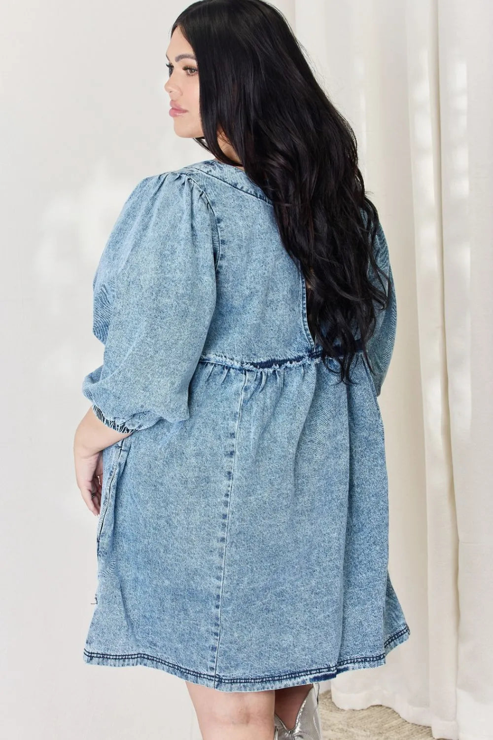 Image of HEYSON Full Size Oversized Denim Babydoll Dress | Queeble.shop