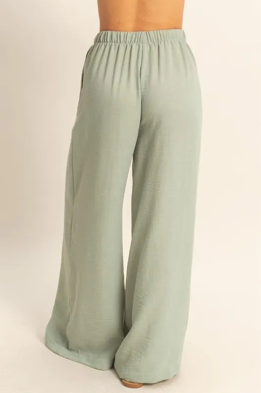 Image of HYFVE Elasticized Waist Wide Leg Pants | Queeble.shop