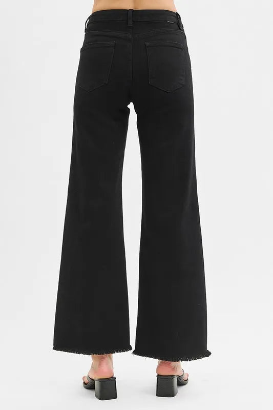 Image of RISEN Full Size Tummy Control High Rise Wide Jeans Plus Size | Queeble.shop