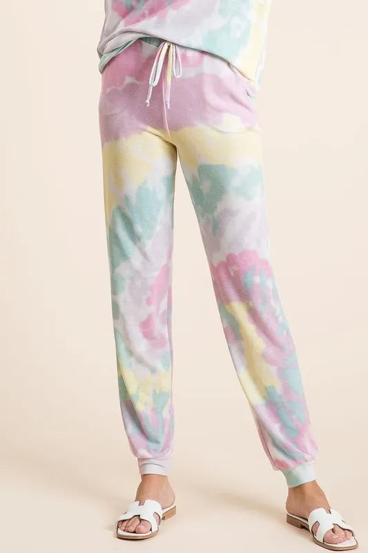 Image of BiBi Tie Dye French Terry Casual Pants | Queeble.shop