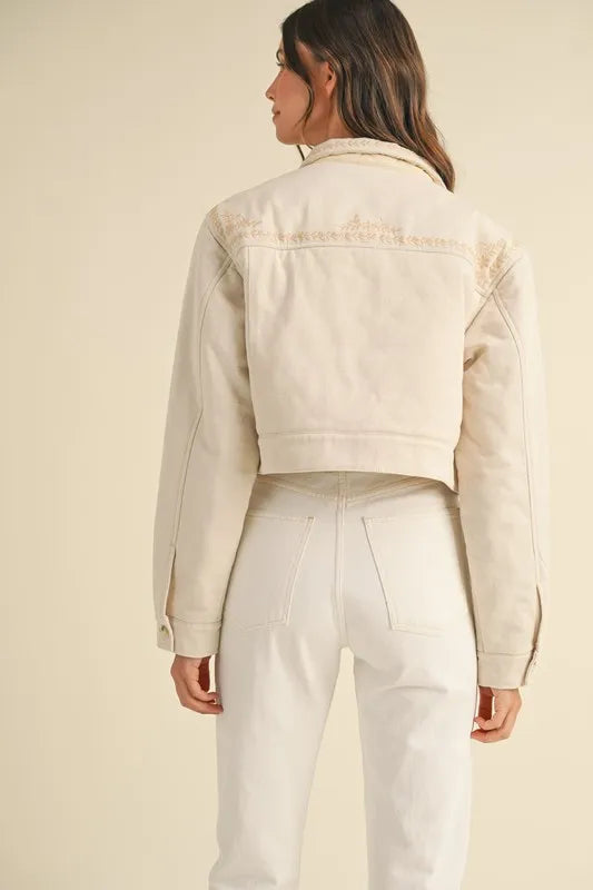 Image of MABLE Embroidered Quilted Cropped Jacket | Queeble.shop