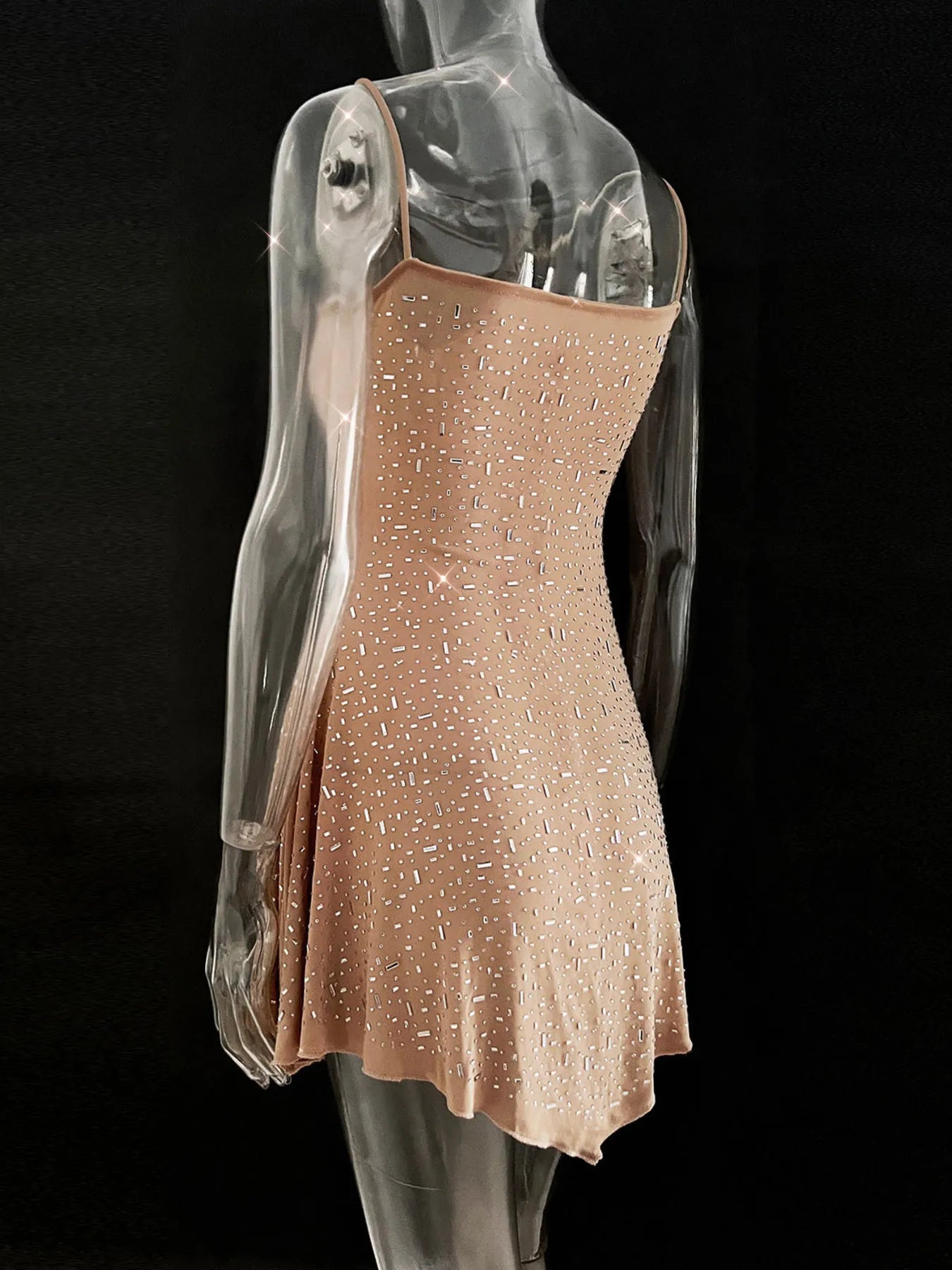 Image of Rhinestone Decor Mini Cami Dress | Queeble.shop