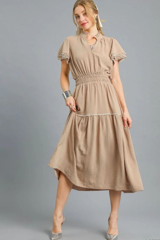 Image of Umgee Tiered Flutter Sleeve Midi Dress | Queeble.shop