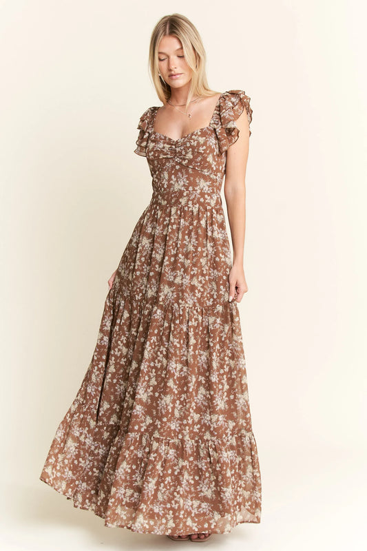 Image of Jade By Jane Ruffle Sleeve Tiered Maxi Dress | Queeble.shop