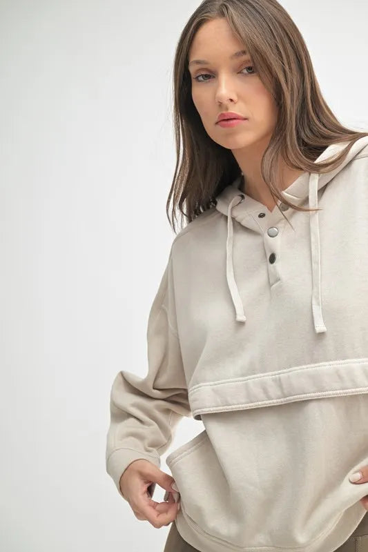 Image of MONO B Drift Burnout Fleece Snap Hoodie | Queeble.shop