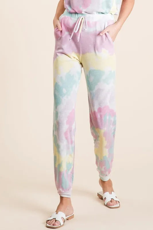 Image of BiBi Tie Dye French Terry Casual Pants | Queeble.shop