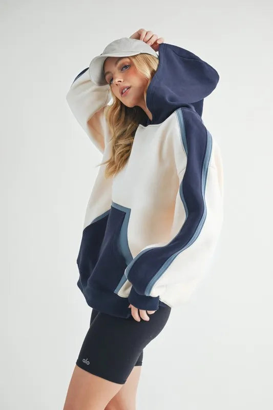 Image of Aemi + Co Color Block Kangaroo Pocketed Hoodie | Queeble.shop