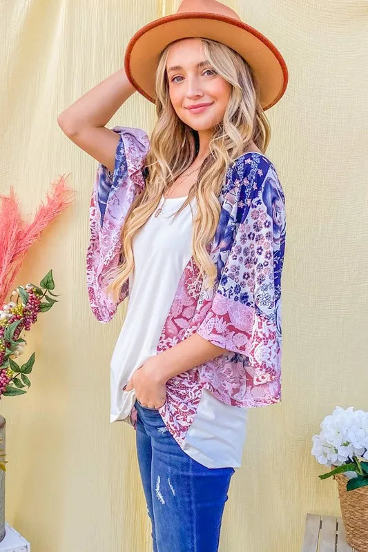 Image of And The WhyFloral Print Bell Sleeve Top | Queeble.shop
