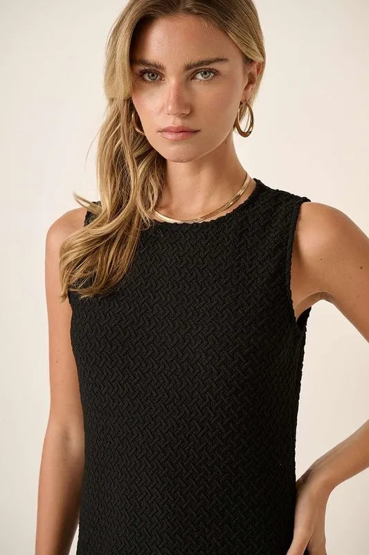 Image of Mittoshop Side Slit Round Neck Sleeveless Dress | Queeble.shop