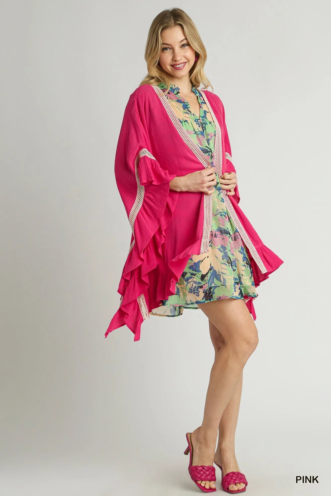 Image of Umgee Ruffle Trim Kimono with Crochet Accent | Queeble.shop