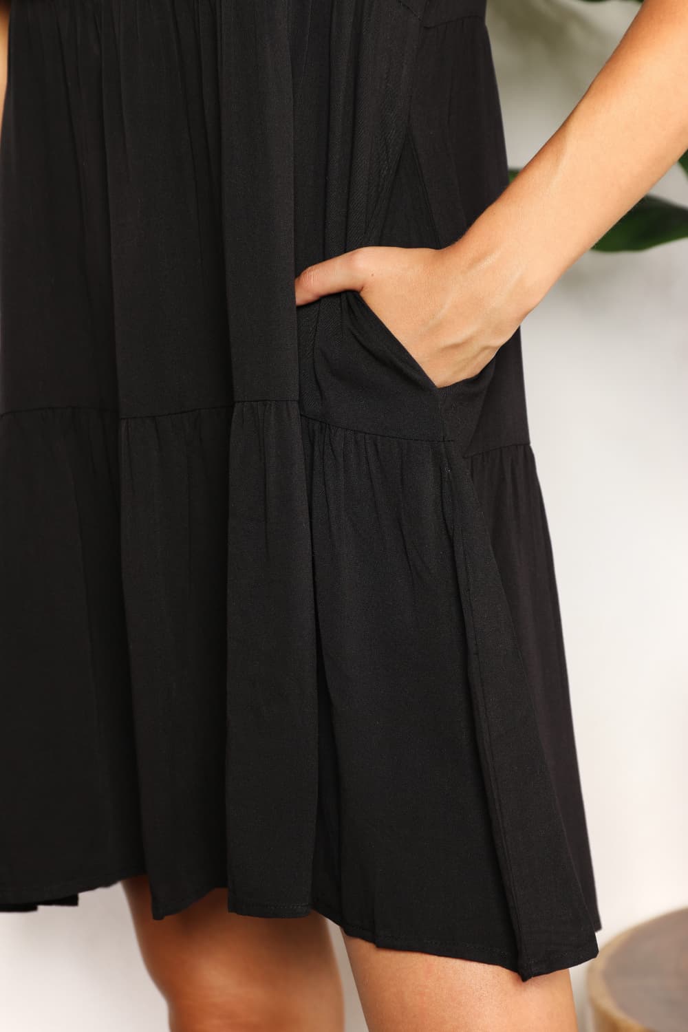 Image of Mandy V-Neck Flounce Sleeve Tiered Dress | Queeble.shop