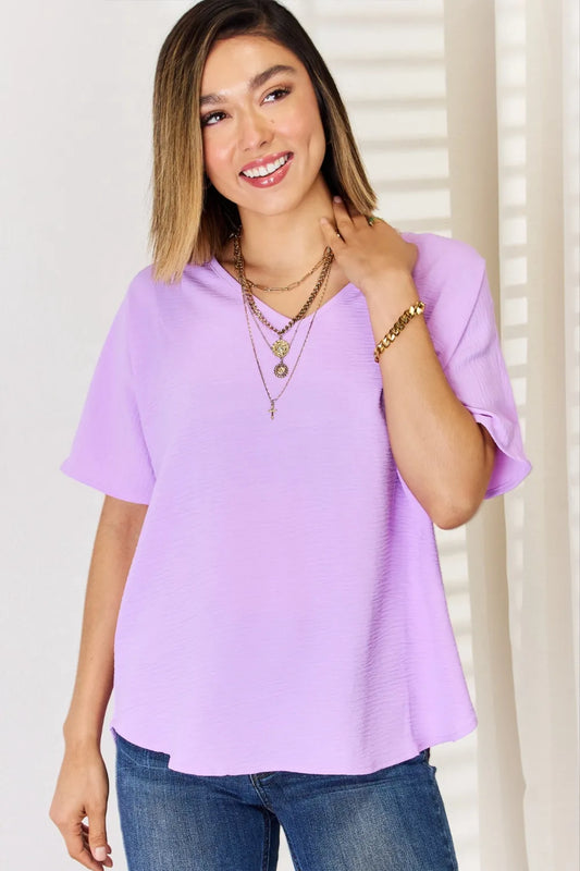 Image of Zenana Texture Short Sleeve T-Shirt | Queeble.shop