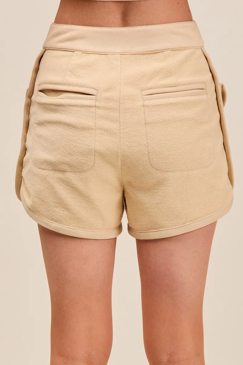 Image of SO ME Mineral Washed Terry High Rise Cargo Shorts | Queeble.shop