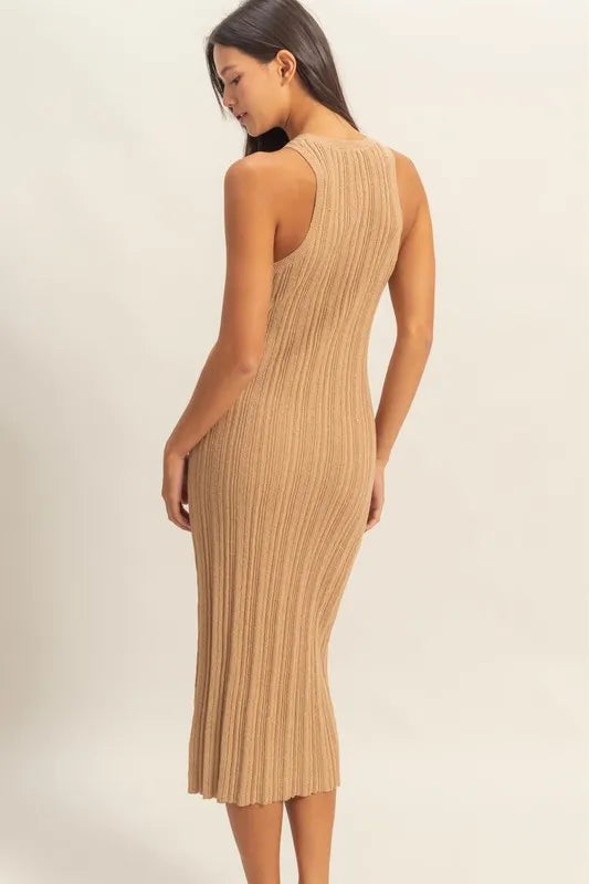 Image of HYFVE Round Neck Bodycon Ribbed Knit Dress | Queeble.shop