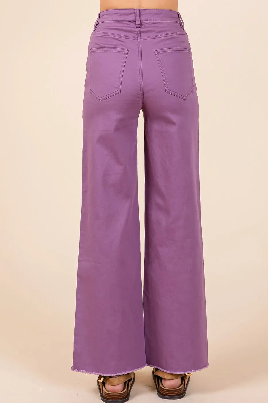 Image of Mittoshop Twill High Waisted Button Fly Wide Leg Pants | Queeble.shop