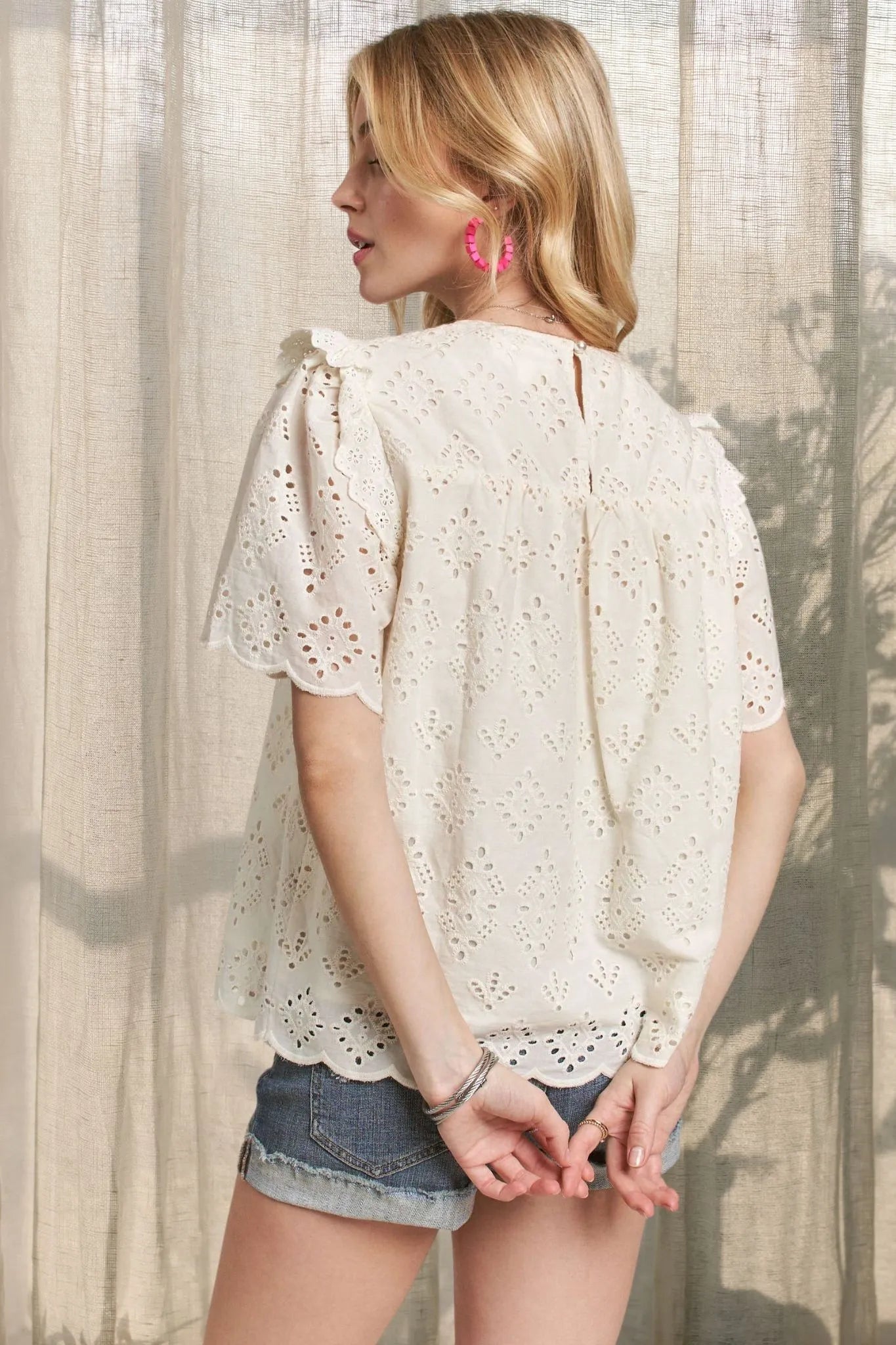 Image of ADORA Ruffle Shoulder Blouse | Queeble.shop