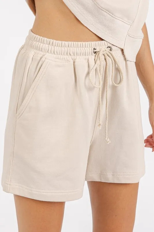 Image of Mittoshop French Terry Crew Neck Top and Shorts Set | Queeble.shop
