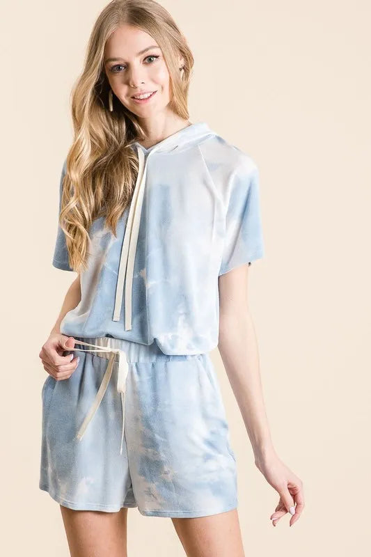 Image of BiBi Tie Dye French Terry Hoodie Top and Bottom Set | Queeble.shop
