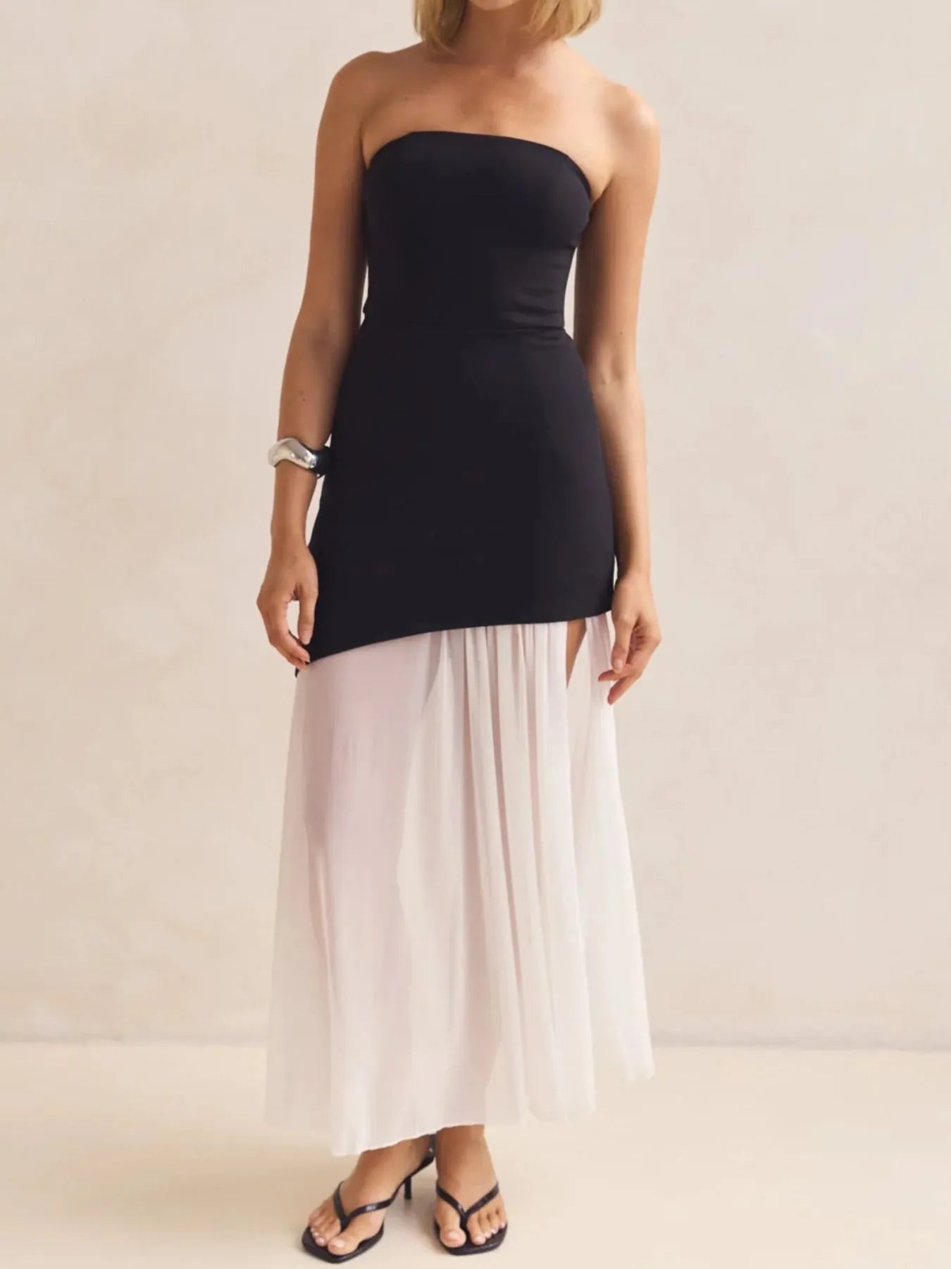 Image of Layered Slit Tube Maxi Dress | Queeble.shop