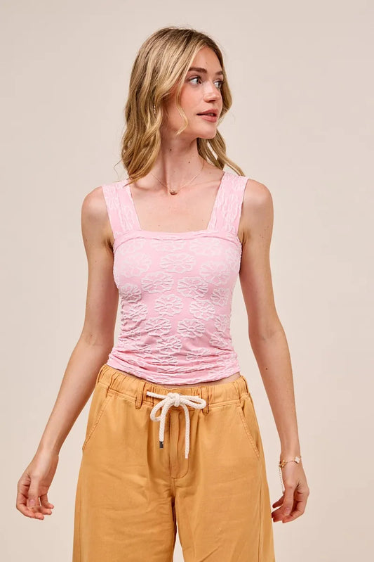 Image of SO ME Two Tone Floral Seamless Tank Top | Queeble.shop