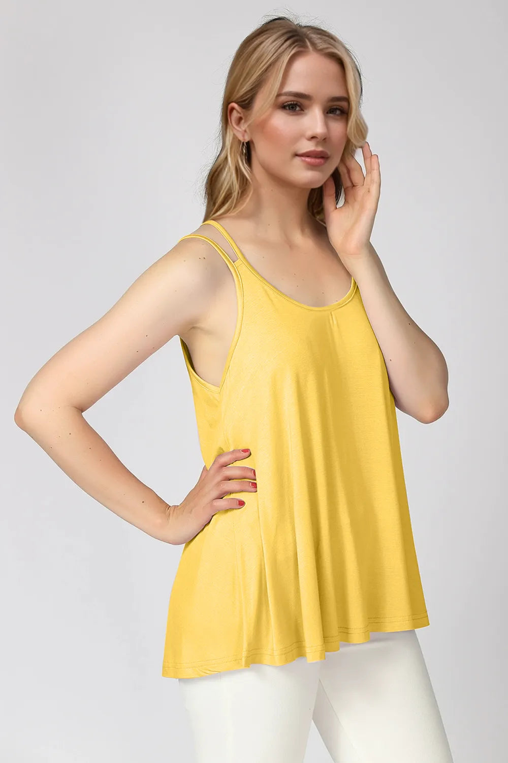 Image of Basic Bae Bamboo Scoop Neck Double Spaghetti Straps Cami | Queeble.shop