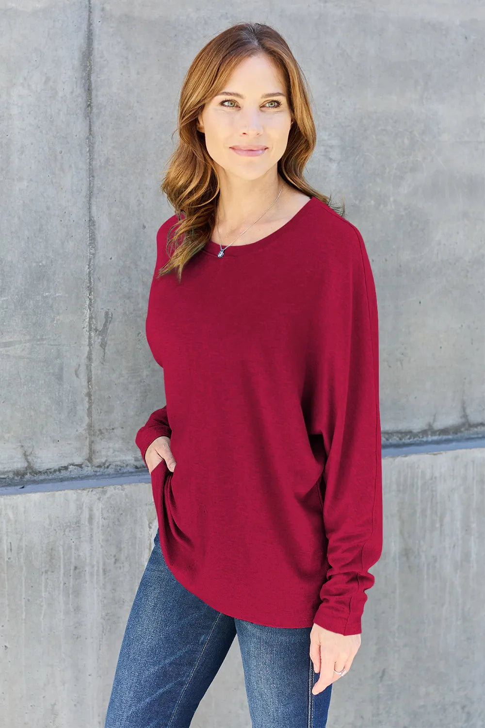 Image of Double Take Full Size Round Neck Long Sleeve T-Shirt | Queeble.shop