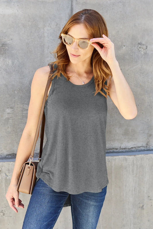 Image of Basic Bae Full Size Round Neck Curved Hem Tank | Queeble.shop