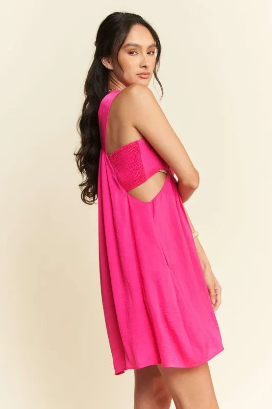 Image of Davi & Dani Washed Satin Cutout Skirt Bandeau Mini Dress | Queeble.shop