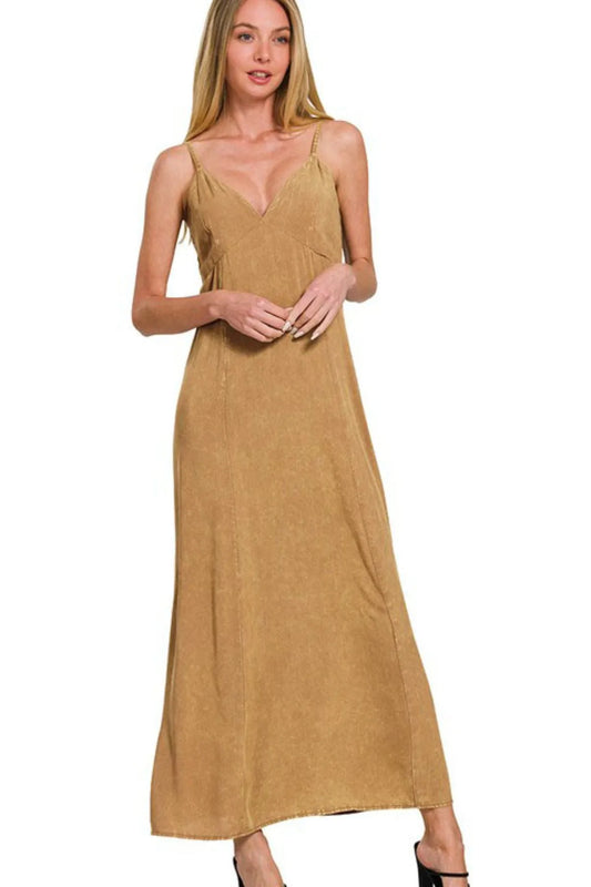 Image of Zenana Mineral Washed Rayon Challis Cami Dress | Queeble.shop