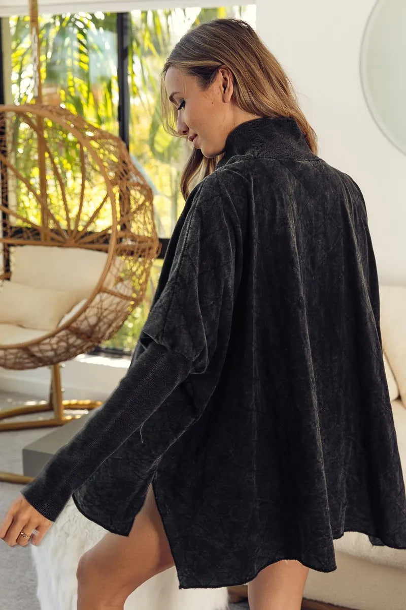 Image of BiBi Vintage Washed Quilted Half Zip Top | Queeble.shop