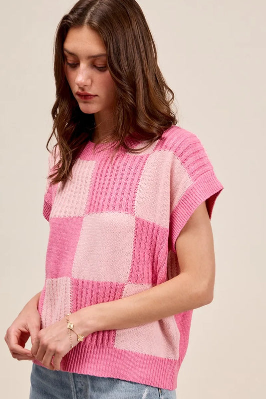 Image of SO ME Check Plaid Casual Sweater Top | Queeble.shop
