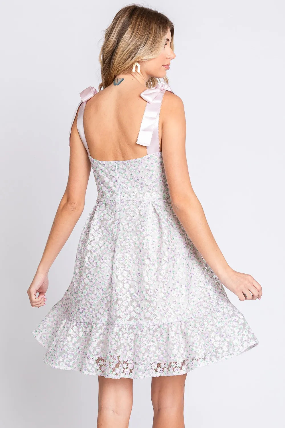Image of GeeGee Mesh Floral Embroidered Sleeveless Dress | Queeble.shop