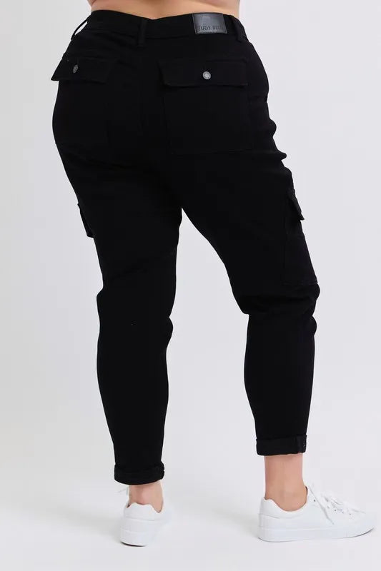 Image of Judy Blue Full Size High Waist Cargo Cuffed Jogger Plus Size | Queeble.shop