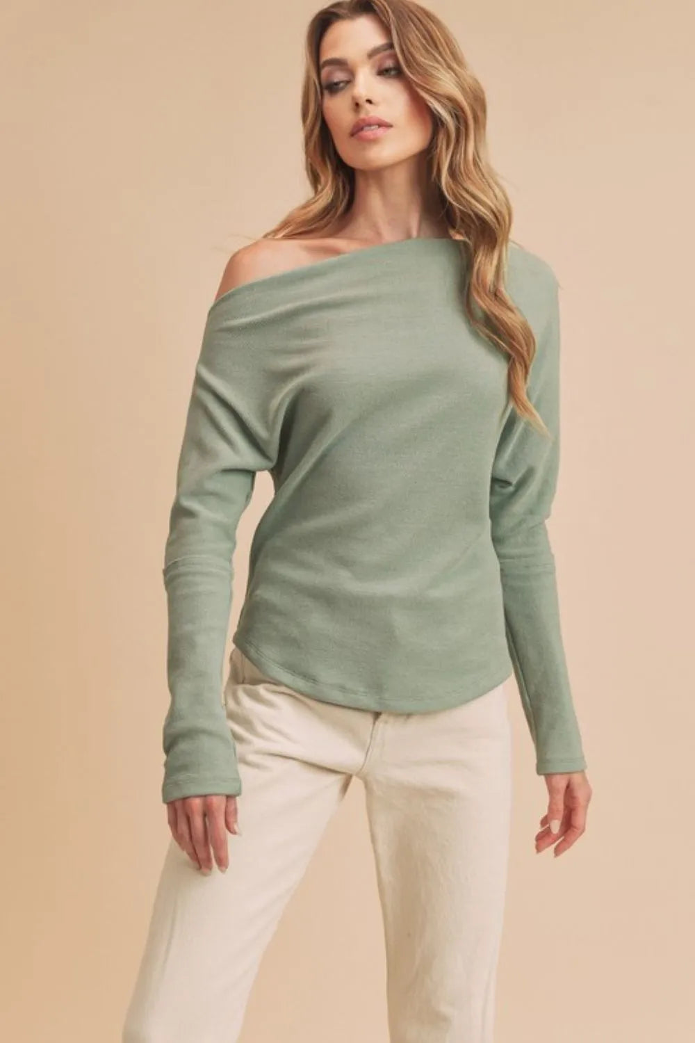 Image of Aemi + Co One Shoulder Long Sleeve Knit Top | Queeble.shop