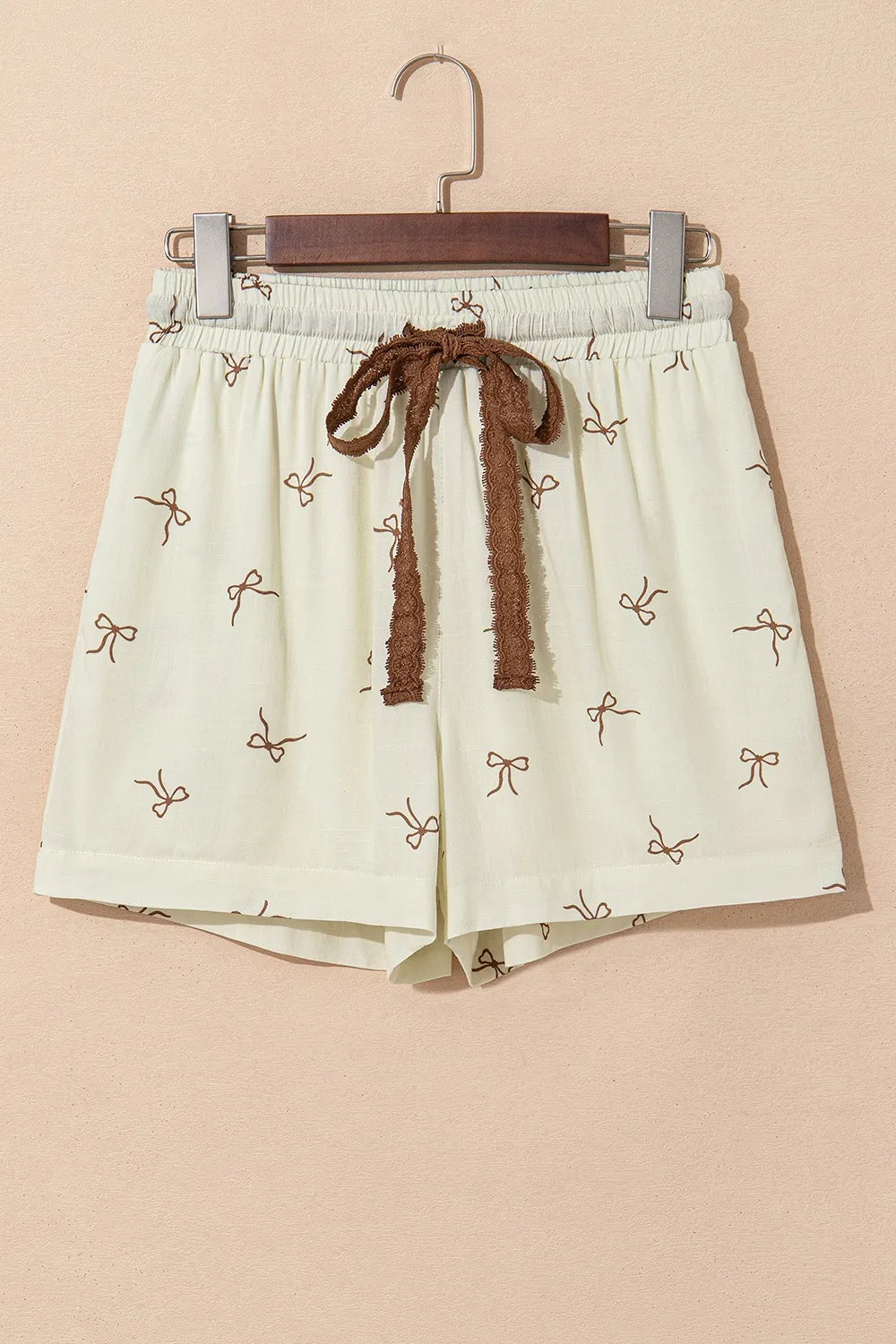 Image of Bow Print Lace Drawstring Casual Shorts | Queeble.shop