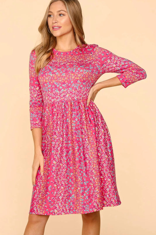 Image of Haptics Round Neck Floral Dress with Pockets | Queeble.shop