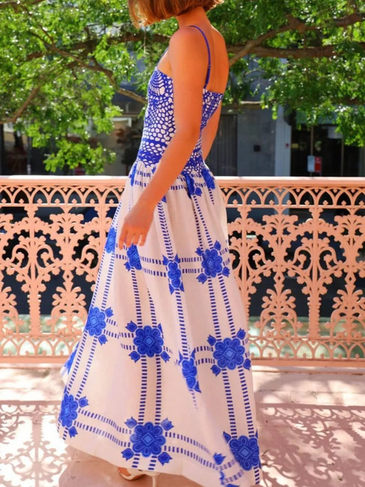 Image of Printed Square Neck Maxi Cami Dress | Queeble.shop