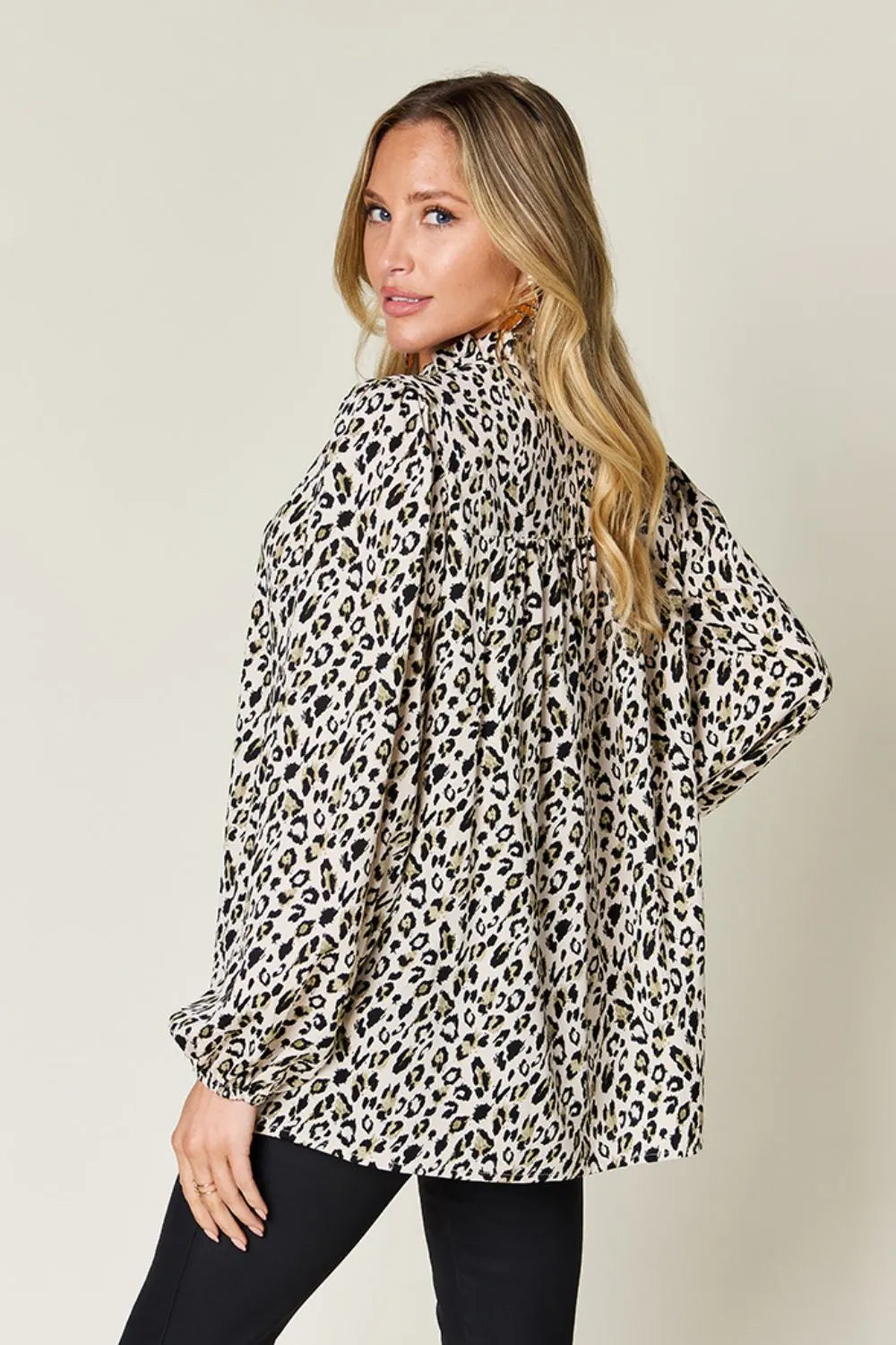 Image of Double Take Full Size Leopard Long Sleeve Blouse | Queeble.shop