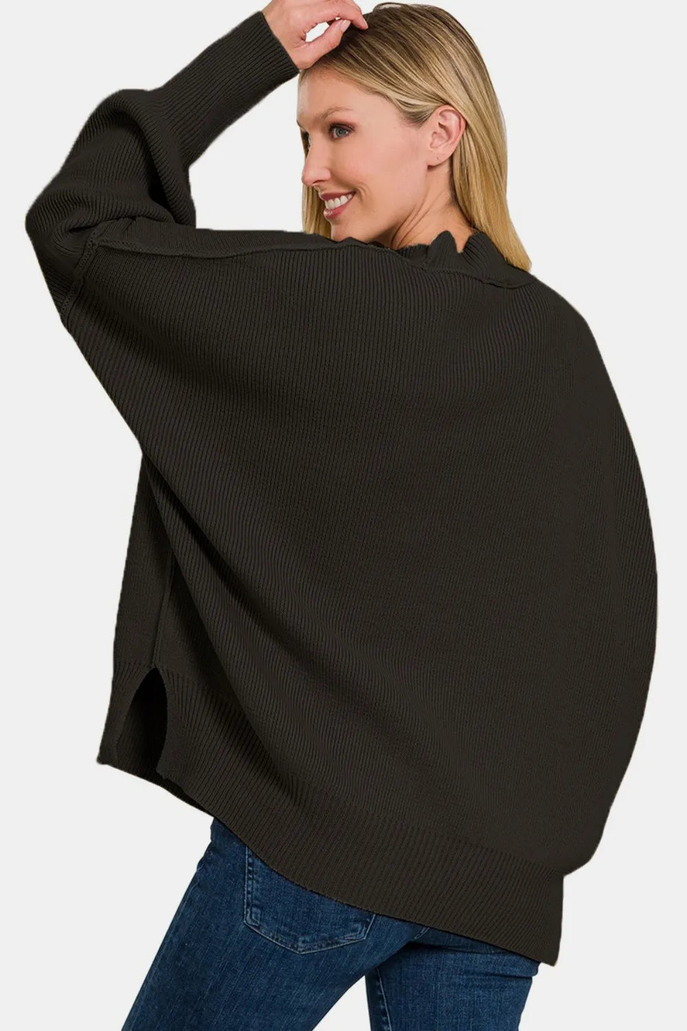 Image of Zenana Side Slit Oversize Sweater | Queeble.shop