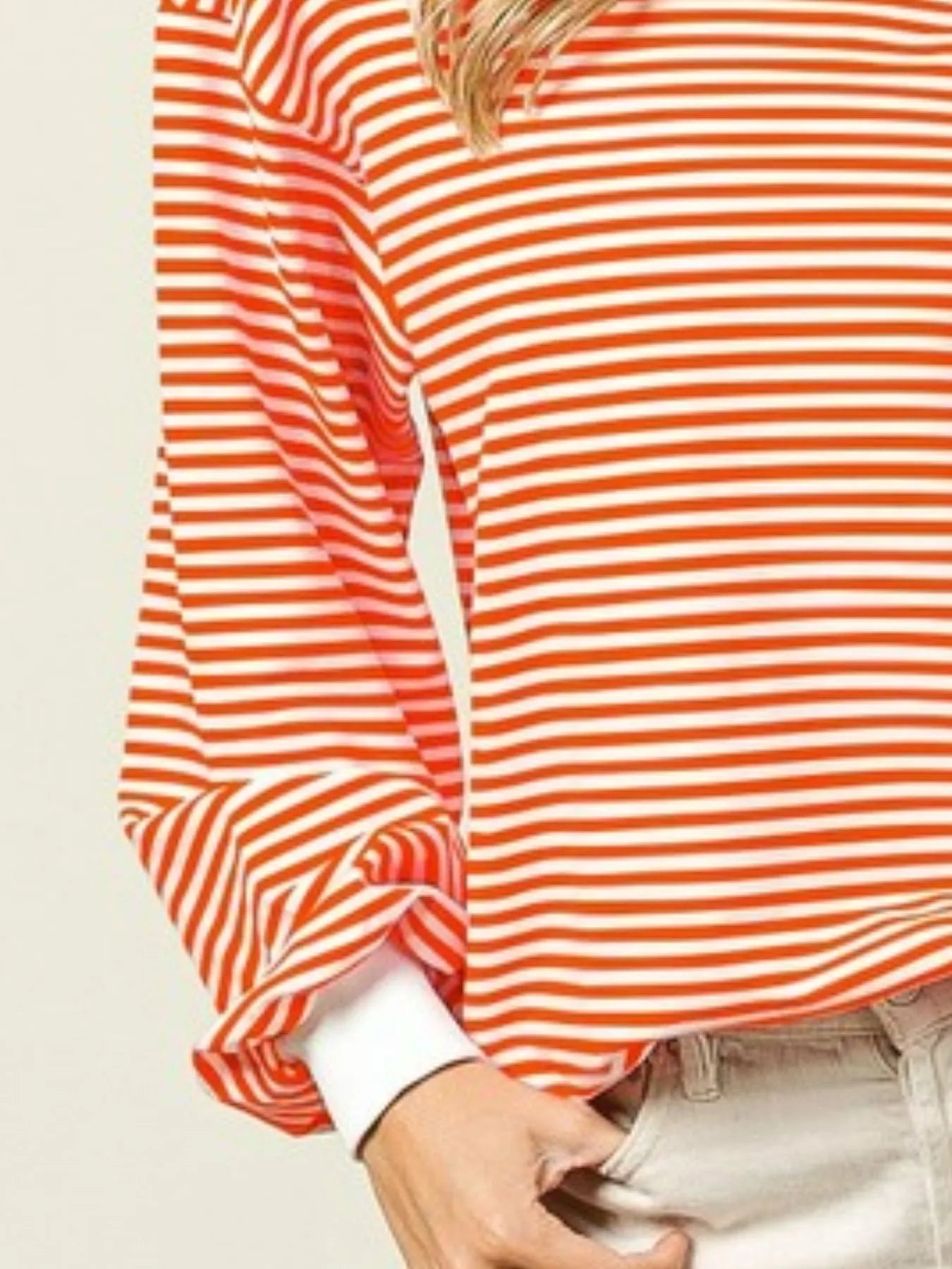 Image of BiBi French Terry Stripe Long Sleeve Sweatshirt | Queeble.shop