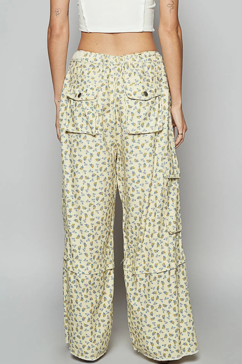 Image of POL Floral Cargo Wide Leg Pants with Lace Drawstring | Queeble.shop