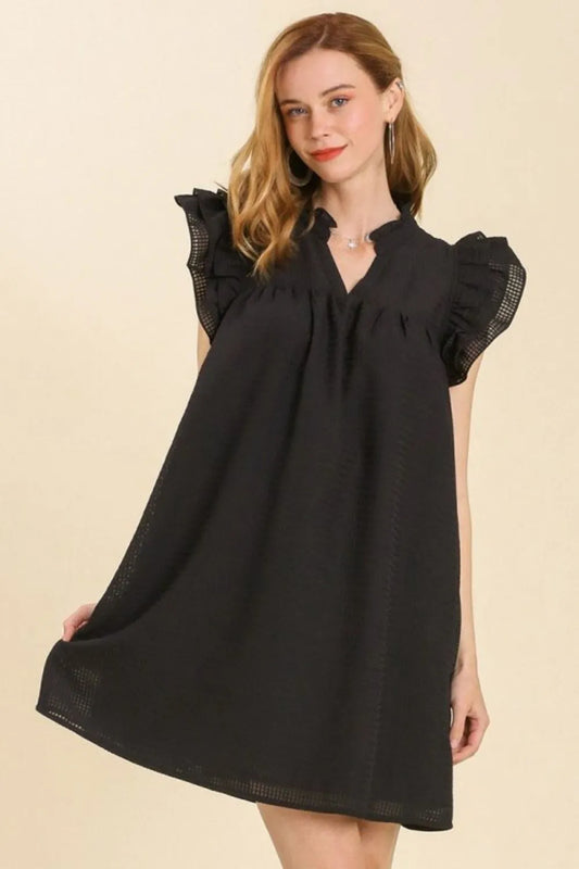 Image of Umgee Full Size Layered Ruffle Sleeve Mini Dress Plus Size | Queeble.shop