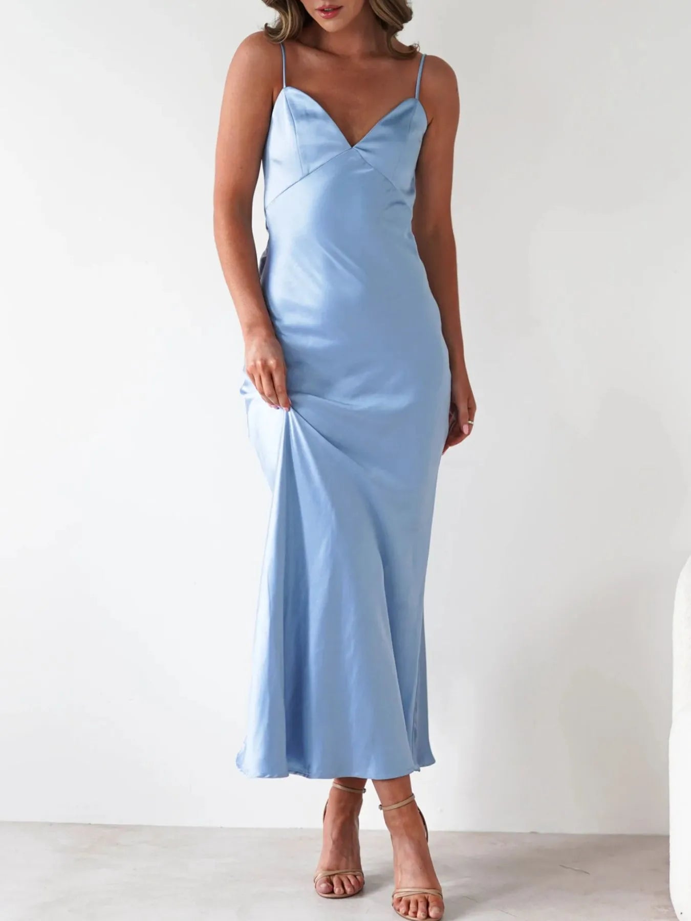 Image of Satin Backless Cami Dress | Queeble.shop